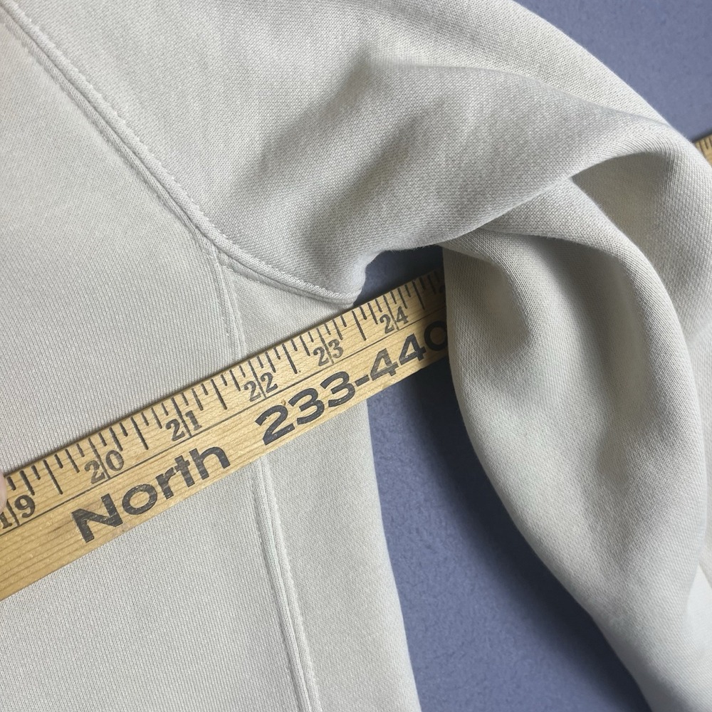 Nike Hoodie Mens Medium Beige Fleece Pullover Sweatshirt Embroidered Swoosh - Picture 4 of 7